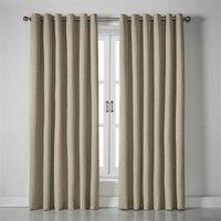 Essential Living Linen Look Eyelet Ring Top Blackout Curtains Beige 229cm x 137cm, Brown