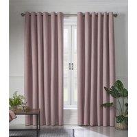 Essential Living Linen Look Eyelet Ring Top Blackout Curtains Blush 110cm x 137cm, Pink