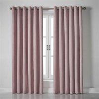 Essential Living Linen Look Eyelet Ring Top Blackout Curtains Blush 110cm x 183cm, Pink