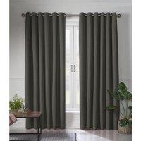 Essential Living Linen Look Eyelet Ring Top Blackout Curtains Charcoal 110cm x 137cm, Grey