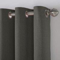 Essential Living Linen Look Eyelet Ring Top Blackout Curtains Charcoal 229cm x 229cm, Grey