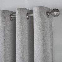 Essential Living Linen Look Eyelet Ring Top Blackout Curtains Slate 110cm x 137cm, Grey