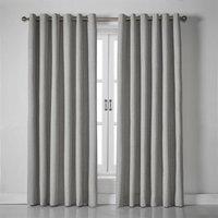 Essential Living Linen Look Eyelet Ring Top Blackout Curtains Slate 110cm x 183cm, Grey