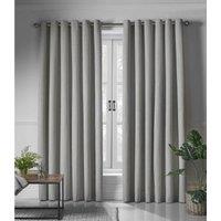 Essential Living Linen Look Eyelet Ring Top Blackout Curtains Slate 110cm x 229cm, Grey