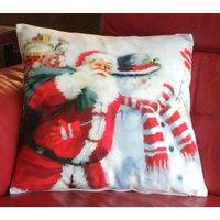 Essential Living Santa & Snowman 18inch Christmas Cushion, Multi
