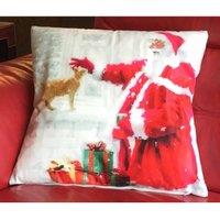 Essential Living Santa & Cat 18inch Christmas Cushion, Multi