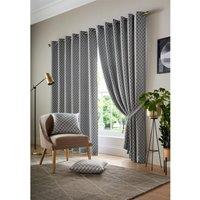 Essential Living Wold Eyelet Ring Top Curtains Latte 167cm x 137cm, Brown