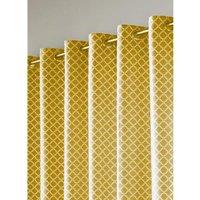 Essential Living Wold Eyelet Ring Top Curtains Ochre 117cm x 228cm, Yellow