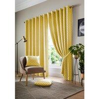 Essential Living Wold Eyelet Ring Top Curtains Ochre 228cm x 274cm, Yellow