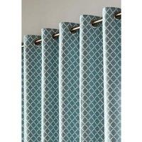 Essential Living Wold Eyelet Ring Top Curtains Teal 228cm x 183cm, Green
