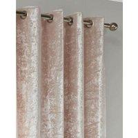 Essential Living Crushed Velvet Eyelet Ring Top Curtains Blush 168cm x 137cm, Pink