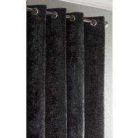 Essential Living Crushed Velvet Eyelet Ring Top Curtains Charcoal 168cm x 183cm, Grey