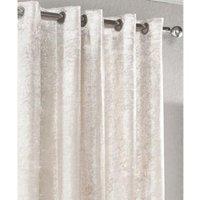 Essential Living Crushed Velvet Eyelet Ring Top Curtains Cream 168cm x 137cm, Cream