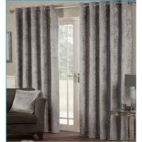 Essential Living Crushed Velvet Eyelet Ring Top Curtains Silver 168cm x 183cm, Silver