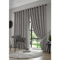 Essential Living Eswic Eyelet Ring Top Curtains Silver 117cm x 137cm, Silver