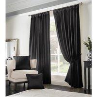 Essential Living Adiso Pencil Pleat Taped Top Curtains Black 117cm x 229cm, Black