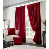 Essential Living Adiso Pencil Pleat Taped Top Curtains Red 117cm x 137cm, Red