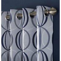 Essential Living Ome Eyelet Ring Top Curtains Navy 167cm x 137cm, Blue