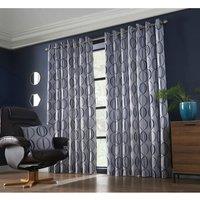 Essential Living Ome Eyelet Ring Top Curtains Navy 228cm x 183cm, Blue