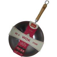 School of Wok by Dexam 12/30cm Uncoated Carbon Steel Wok, Silver
