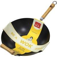School of Wok by Dexam 14"/36cm Non-Stick Carbon Steel Wok, Black