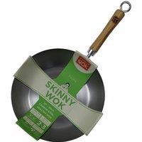 School of Wok by Dexam 12"/30cm Skinny Uncoated Carbon Steel Wok, Silver