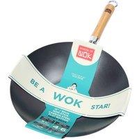 School of Wok by Dexam 12/30cm Heavy Duty Uncoated Carbon Steel Wok, Silver