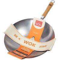 School of Wok by Dexam 12/30cm Heavy Duty Non-Stick Carbon Steel Wok, Black