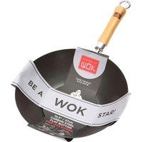 School of Wok by Dexam 10.5"/27cm Pre-Seasoned Carbon Steel Wok, Black