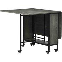 HOMCOM Mobile Drop Leaf Table Folding Kitchen Table Extendable Dining Table With 6 Wheels and Storage Shelf, Grey