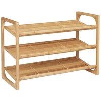 HOMCOM 3-tier Shoe Rack Bamboo w/ Slatted Shelves - Natural, Brown
