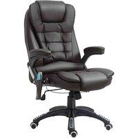 HOMCOM High Back Pu Leather Massage Office Chair With Tilt and Reclining Function Executive Office Chair With Massage and Heat - Brown, Brown
