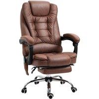 HOMCOM Vinsetto Heated 6 Points Vibration Massage Executive Office Chair Adjustable Swivel Ergonomic High Back Desk Chair Recliner With Footrest Brown, Brown