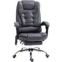 HOMCOM Vinsetto Heated 6 Points Vibration Massage Executive Office Chair Adjustable Swivel Ergonomic High Back Desk Chair Recliner With Footrest Dark Grey