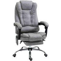 HOMCOM Vinsetto Heated 6 Points Vibration Massage Executive Office Chair Adjustable Swivel Ergonomic High Back Desk Chair Recliner With Footrest Grey, Grey