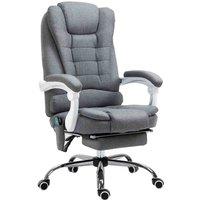 HOMCOM Vinsetto Heated 6 Points Vibration Massage Executive Office Chair Adjustable Swivel Ergonomic High Back Desk Chair Recliner With Footrest - Grey, Grey