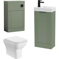 Nuie Deco Floor Standing 400Mm Unit Wc & Tap Satin Green, Green