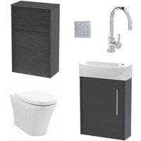 Hudson Reed Juno Wall Hung 440Mm Wc & Tap Graphite Grey, Grey