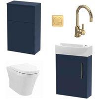 Hudson Reed Juno Wall Hung 440Mm Wc & Tap Electric Blue, Blue