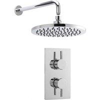 Nuie Concealed Round Thermostatic Twin Valve & Head Chrome