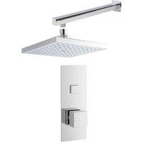 Nuie Concealed Square Thermostatic Push Button Valve & Head Chrome