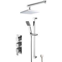 Nuie Concealed Square Thermostatic Triple Valve Kit & Head Chrome