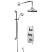 Nuie Concealed Thermostatic Triple Valve Slide Rail Kit & Head Chrome