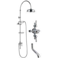 Hudson Reed Triple Exposed Valve & Rigid Riser Kit Chrome White, White