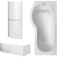 Nuie 1700 P-bath Panel & Chrome Screen Lh, White