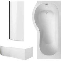 Nuie 1700 P-bath Panel & Black Screen Lh, White