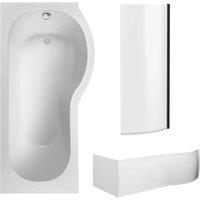Nuie 1700 P-bath Panel & Black Screen Rh, White