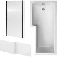 Nuie 1700 Sq Bath Panel & Black Screen Lh, Black