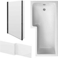 Nuie 1700 Sq Bath Panel & Black Screen Lh, Black