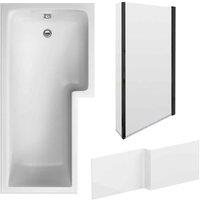 Nuie 1700 Sq Bath Panel & Black Screen Rh, Black